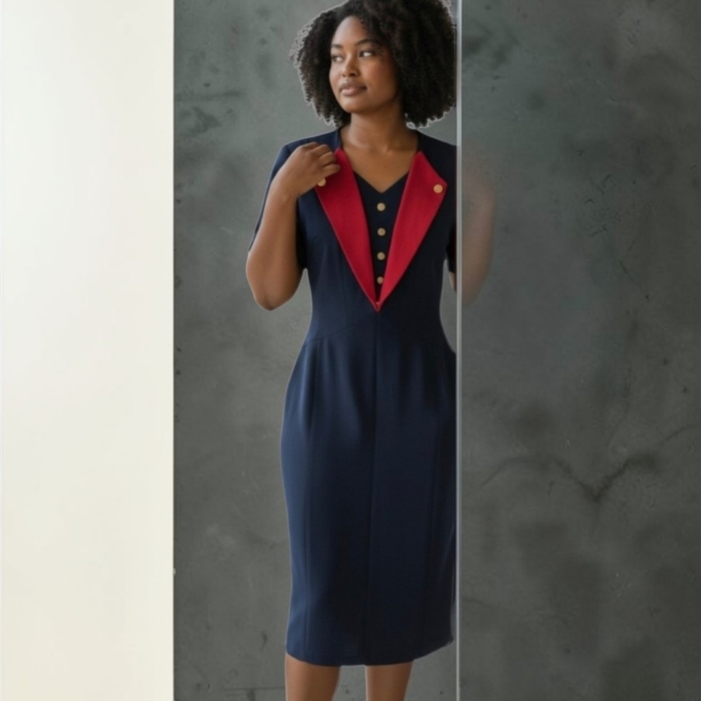 Chaus Dresses Black And Red Short Sleeve Dress. Size 14.